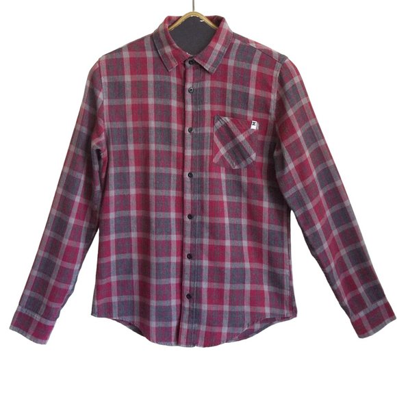 DC Plaid Button Down Long Sleeve Mens Shirt Indie Grunge Streetwear Skate Sz S/P - Picture 1 of 4